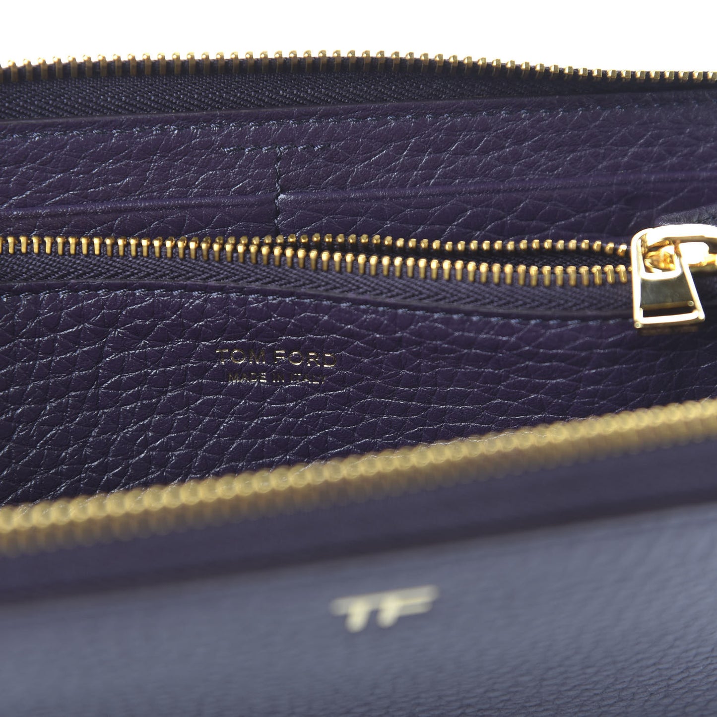 Grained Calfskin TF Zip Around Wallet Dark Purple