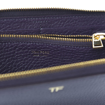 Tom Ford Grained Calfskin TF Zip Around Wallet Dark Purple 8 of 9
