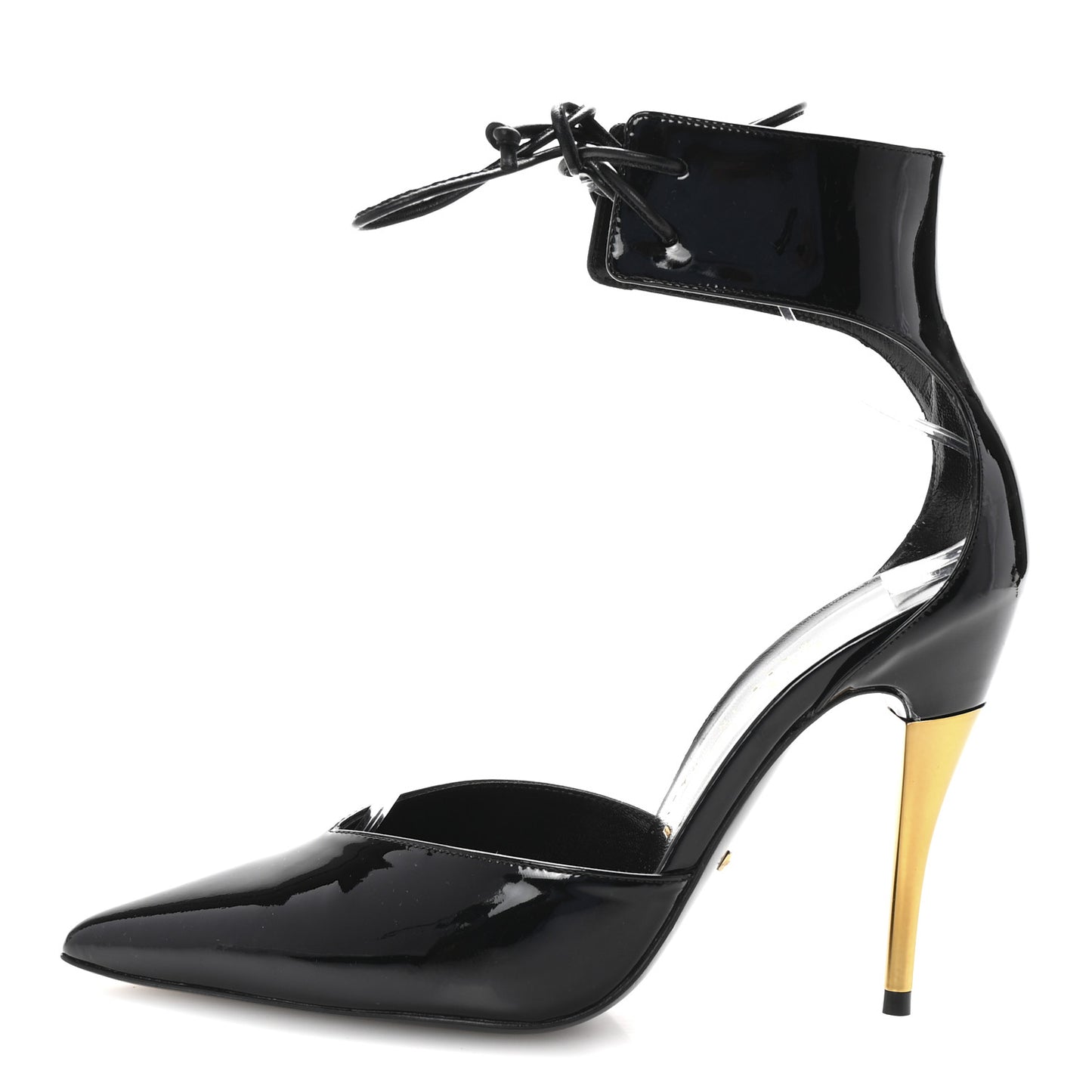 Vitello Vernice Soft Nappa Priscilla Ankle Cuff Pumps 37.5 Black