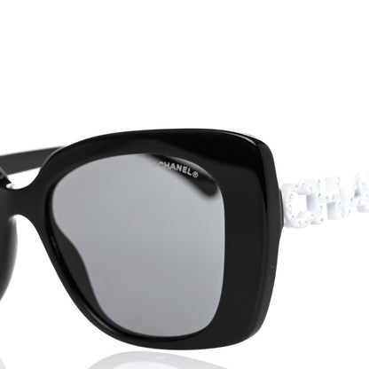 Chanel Acetate Strass Square Sunglasses 5422-B Black White 7 of 8