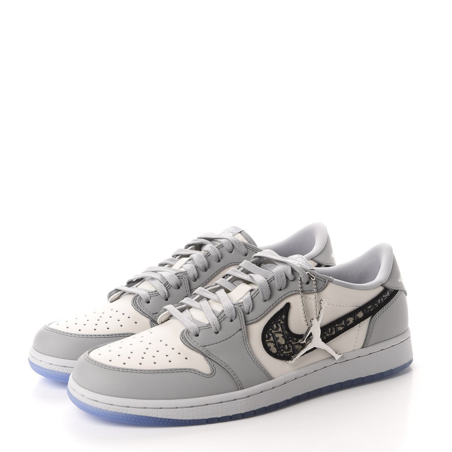 X NIKE AIR JORDAN Calfskin Mens Oblique Low Sneakers 44.5 Beige White