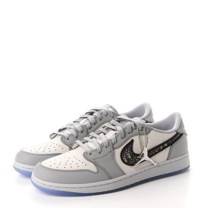 Christian Dior X NIKE AIR JORDAN Calfskin Mens Oblique Low Sneakers 44.5 Beige White 3 of 18