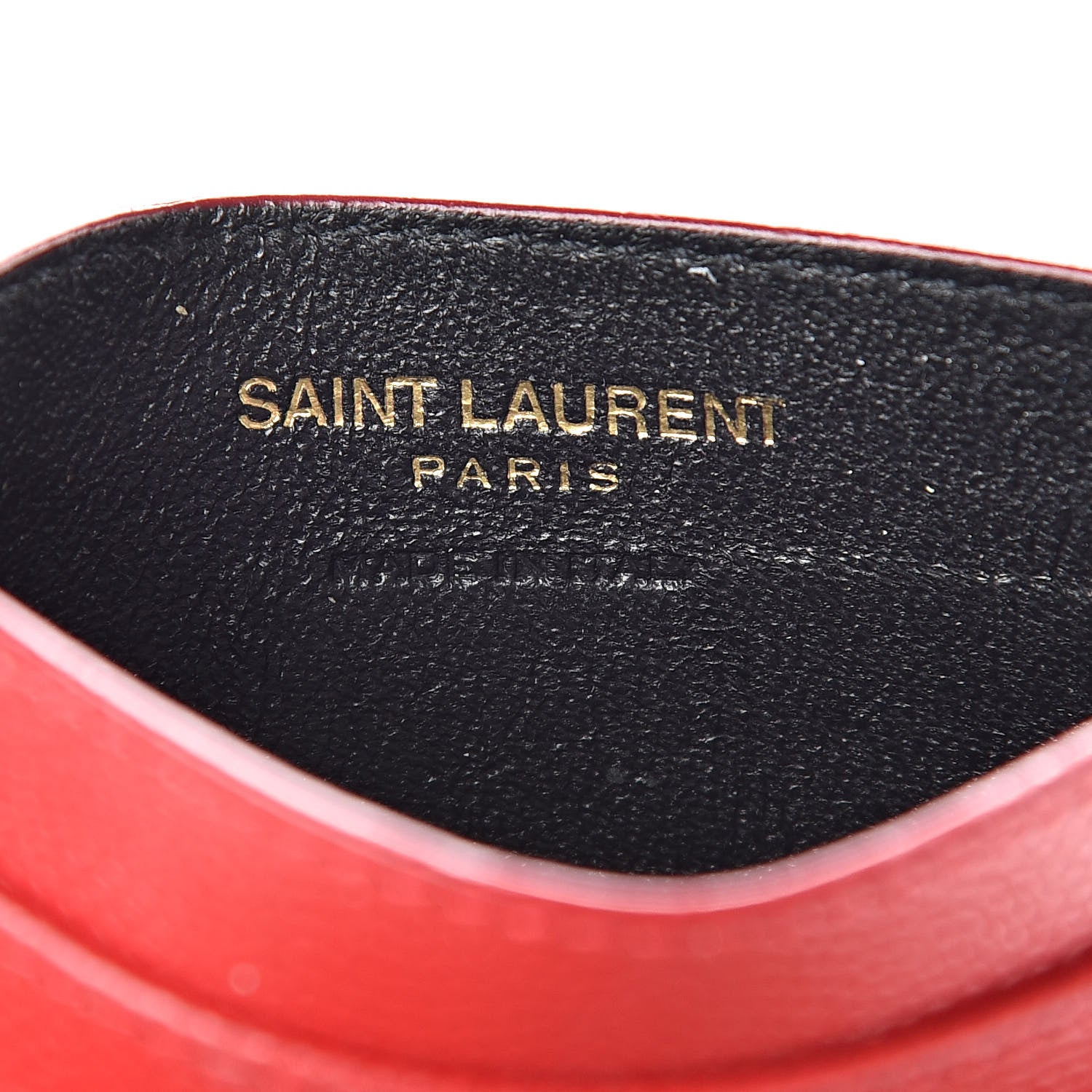 Saint Laurent Grain De Poudre Matelasse Chevron Monogram Credit Card Case New Red 6 of 11