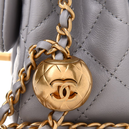 Chanel Lambskin Quilted Mini Rectangular Pearl Crush Flap Grey 6 of 11