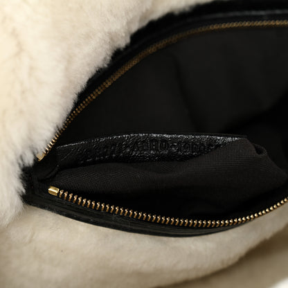 Fendi Lambskin Sheepskin Fur Large Baguette Black 5 of 9