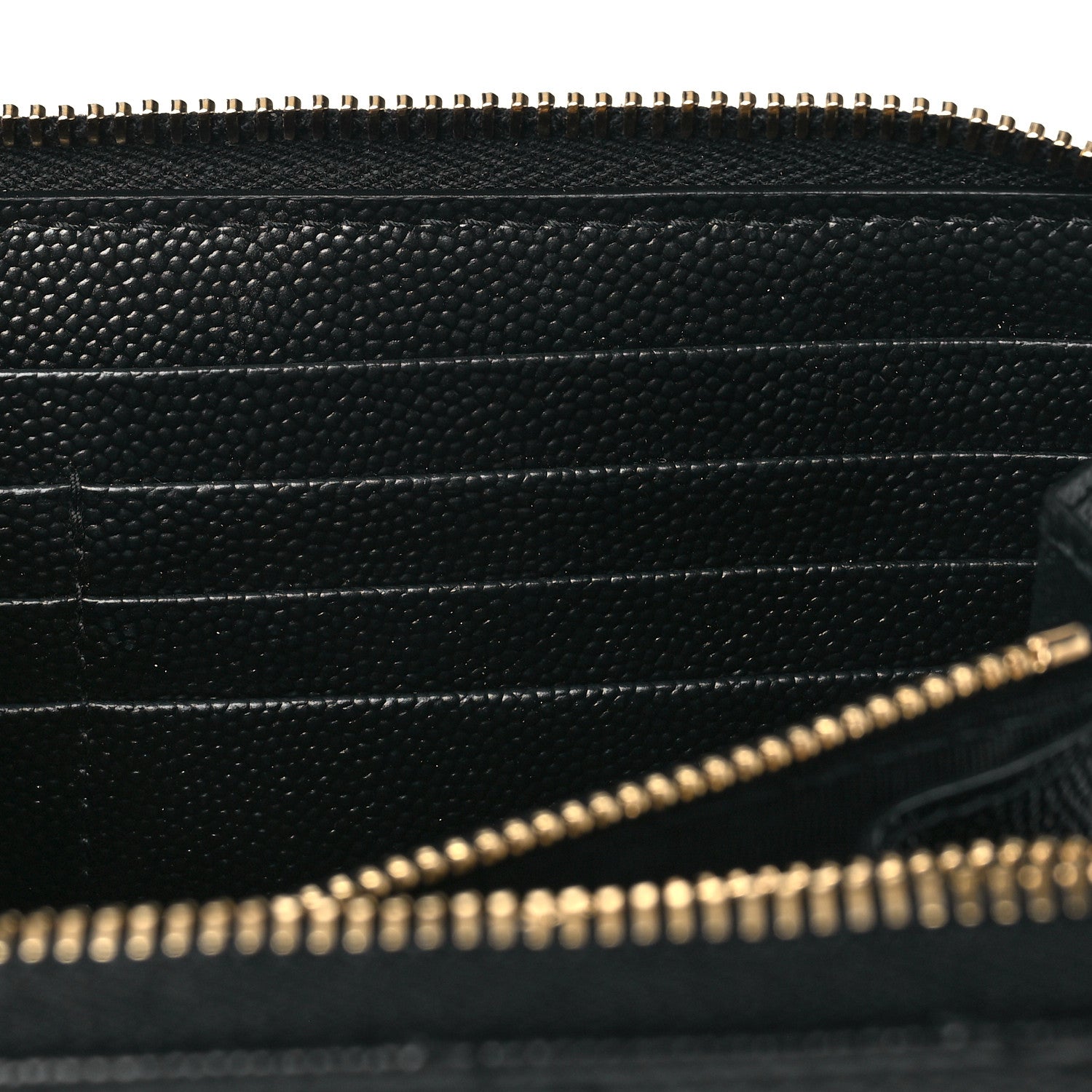 Saint Laurent Grain De Poudre Matelasse Chevron Monogram Zip Around Wallet Black 10 of 10