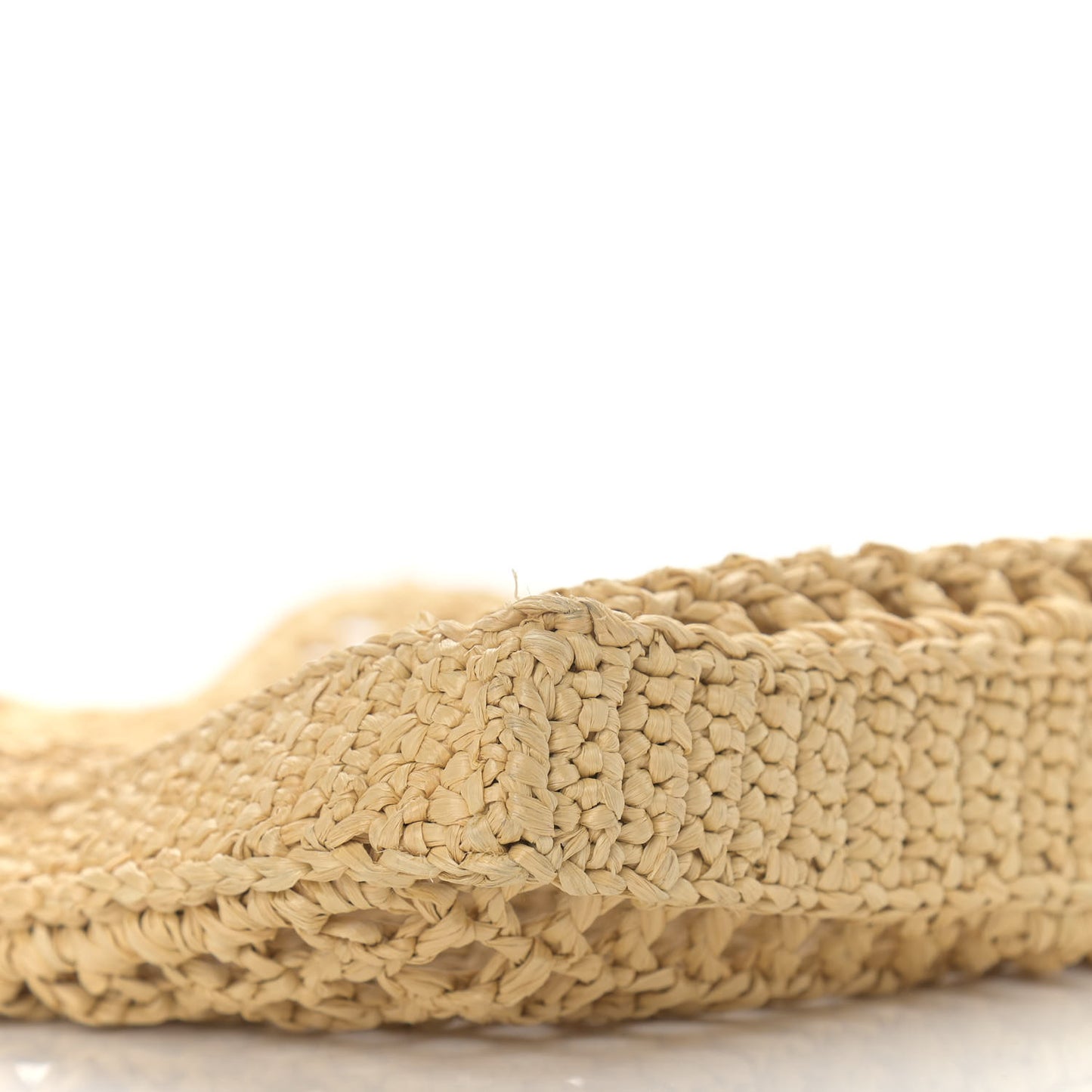 Yarn Raffia Effect Crochet Logo Embroidered Tote Bag Naturale
