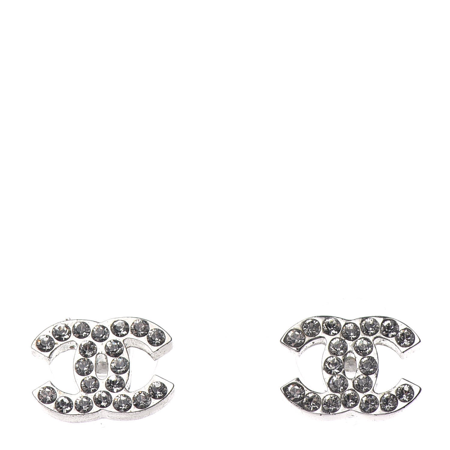 Chanel Crystal CC Earrings Silver 1 of 4