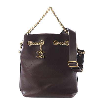 Chanel Calfskin Quilted Small On My Shoulder Drawstring Bag Brown 1 of 11