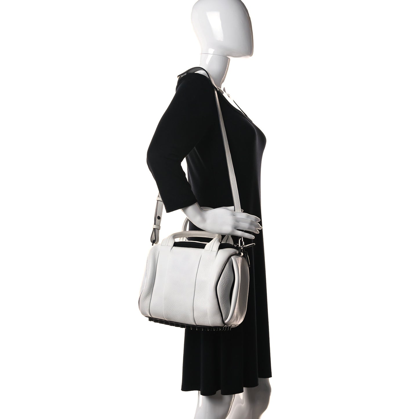 Pebbled Lambskin Rockie White Black Hardware