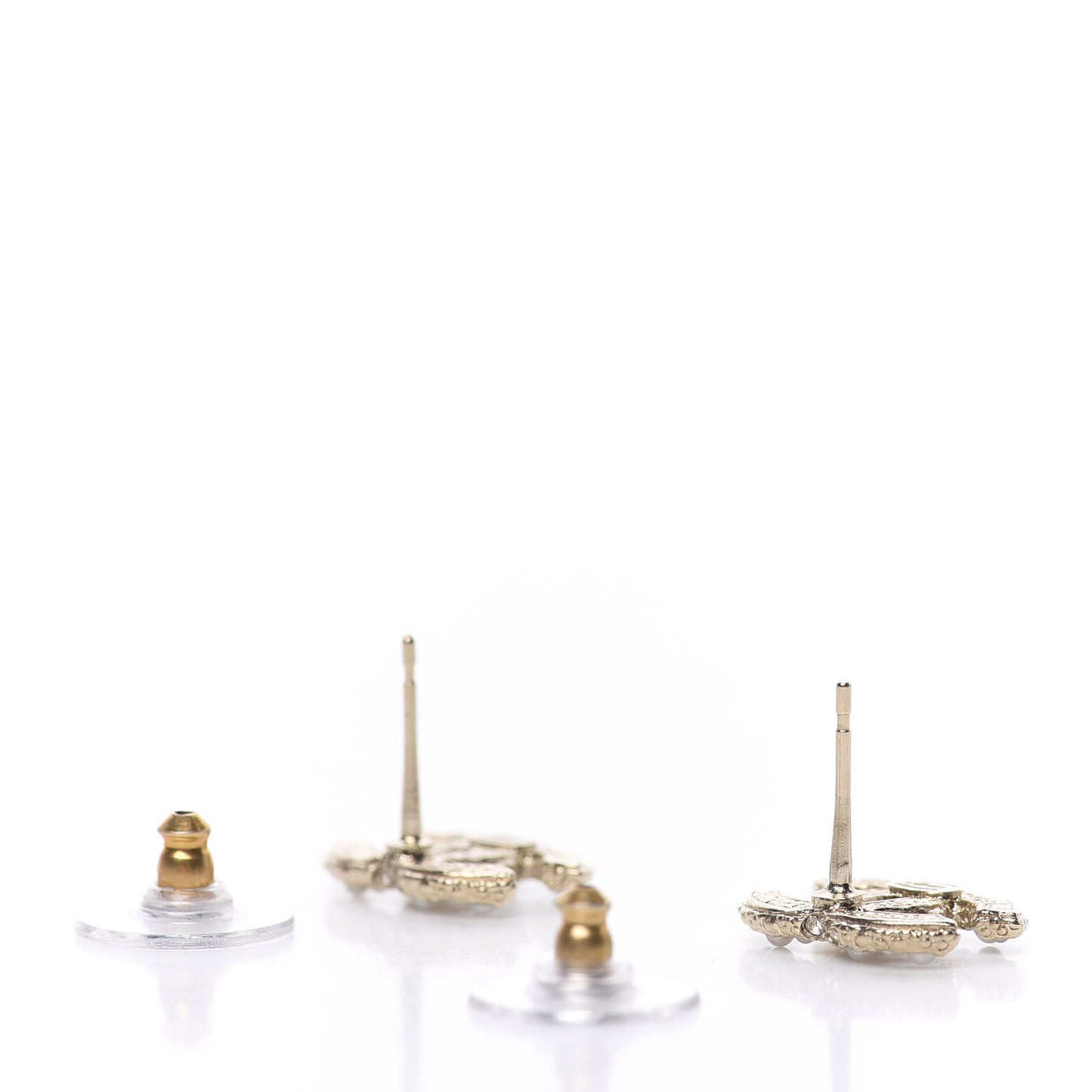 Metal Graduated Pearl Crystal CC Earrings Light Gold