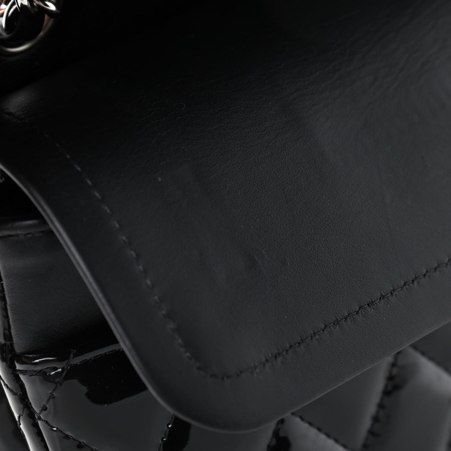 Patent Calfskin Quilted Bi-Color Medium Double Flap Red Black