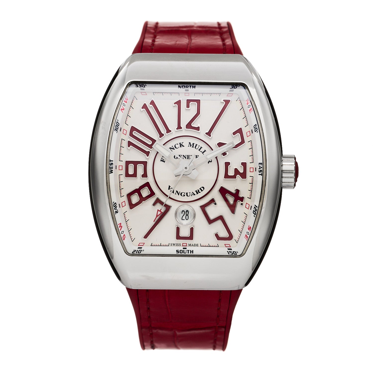 Franck Muller Stainless Steel Alligator 45mm Vanguard Automatic Watch Red V45SCDT 1 of 5