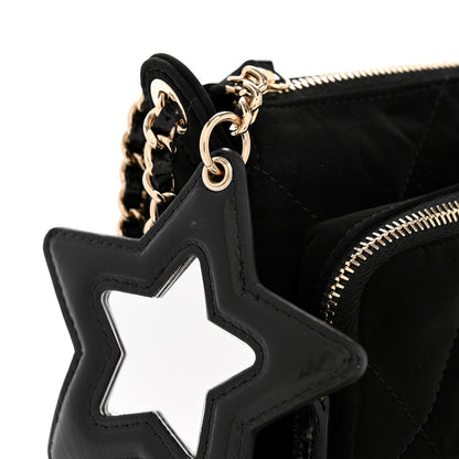 Chanel Velvet Effect Nylon Shiny Crumpled Calfskin Mini Quilted Chanel 25 Clutch With Chain Black 13 of 14