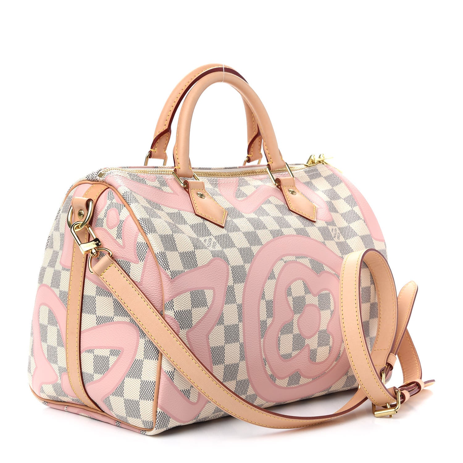Louis Vuitton Damier Azur Tahitienne Speedy Bandouliere 30 Rose Ballerine 3 of 8