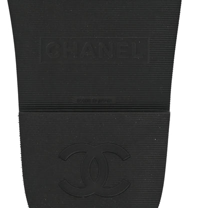 Chanel Fabric Pearl Cork CC Slip On Sandals 38 Black 7 of 9