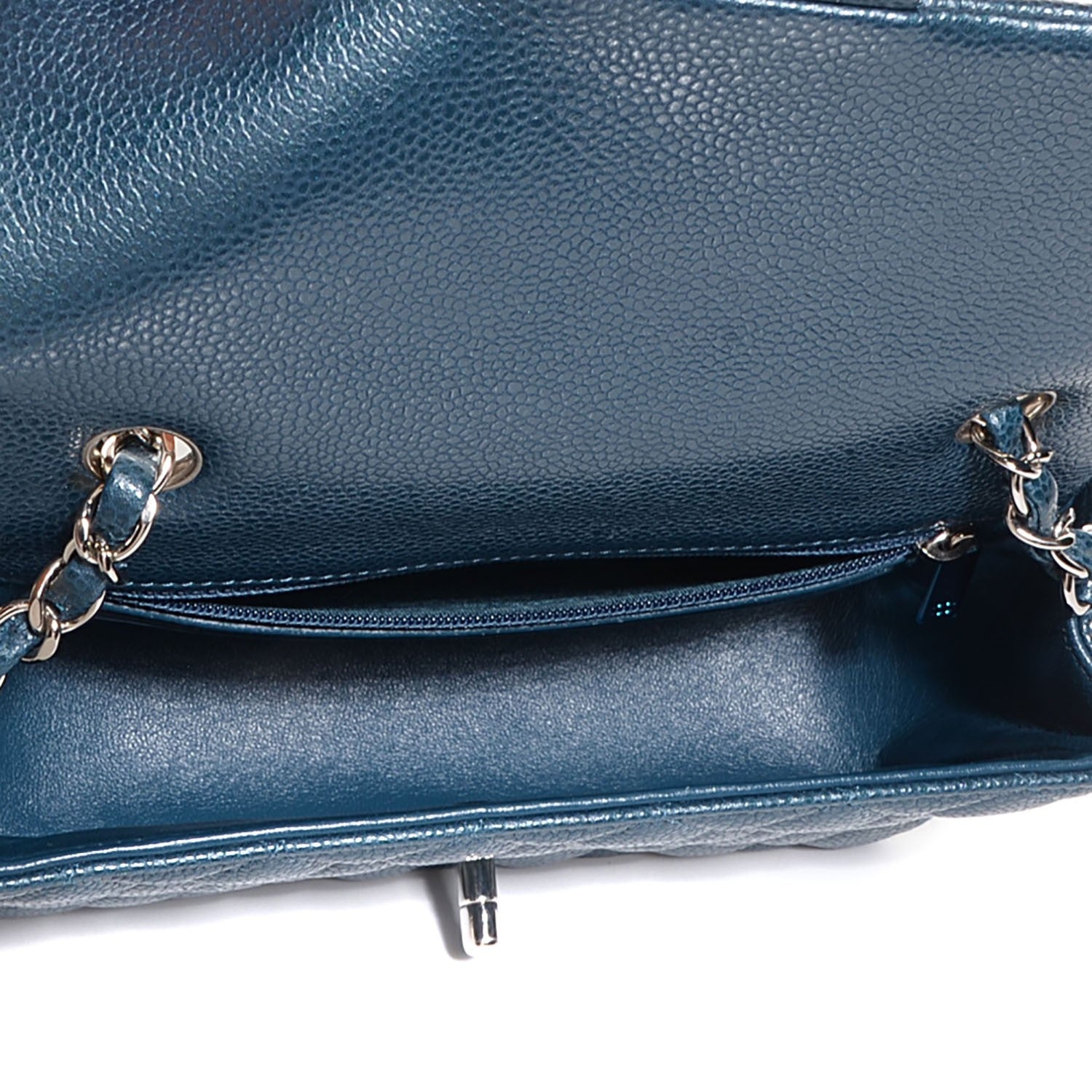 Chanel Pearly Caviar Quilted Mini Rectangular Flap Navy Blue 6 of 9