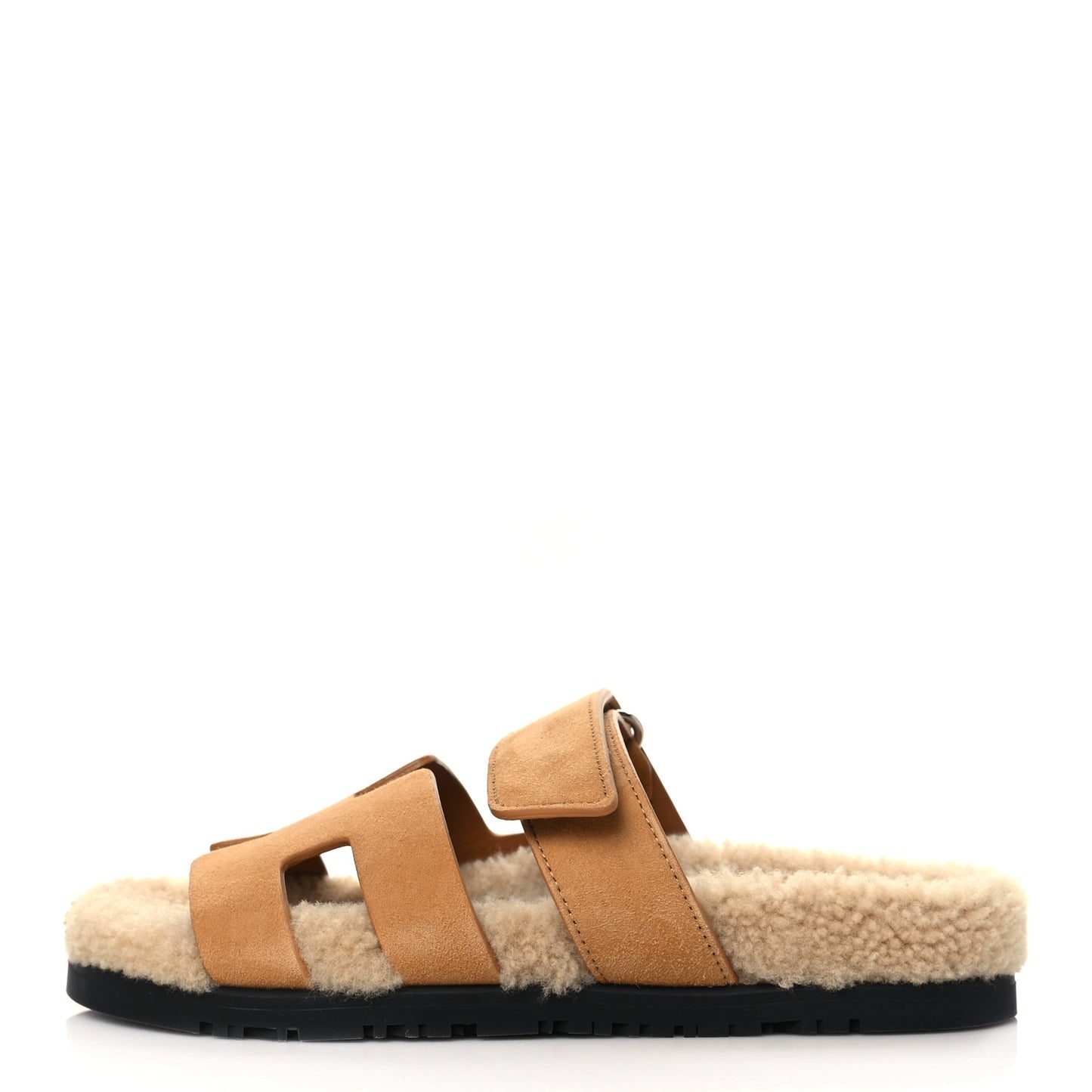 Suede Goatskin Woolskin Womens Chypre Sandals 36.5 Golden Beige