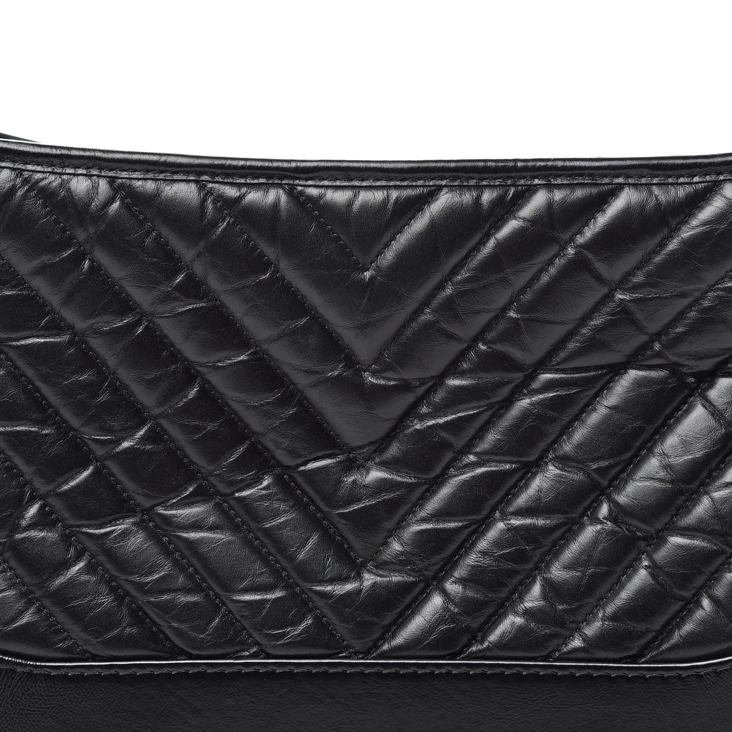 Chanel Aged Calfskin Chevron Quilted Medium Gabrielle Hobo Black 9 of 11