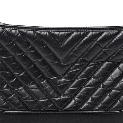 Chanel Aged Calfskin Chevron Quilted Medium Gabrielle Hobo Black 9 of 11