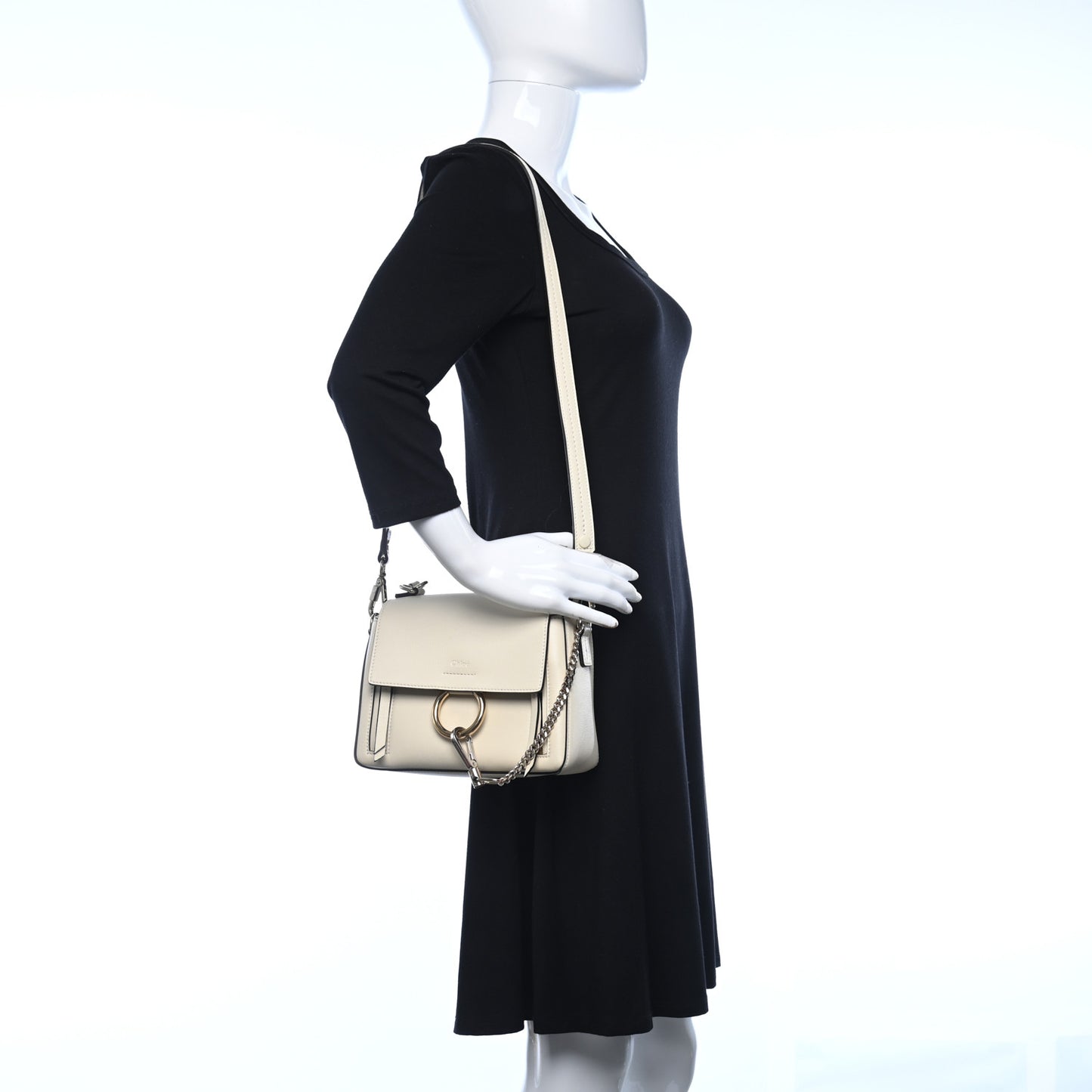 Calfskin Mini Faye Day Shoulder Bag Off White