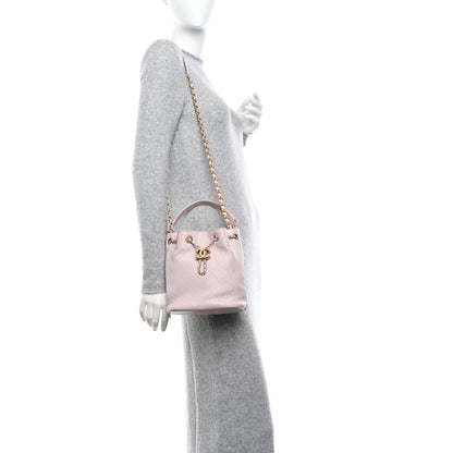 Chanel Shiny Lambskin Quilted Fashion Therapy Bucket Drawstring Bag Light Pink 2 of 12