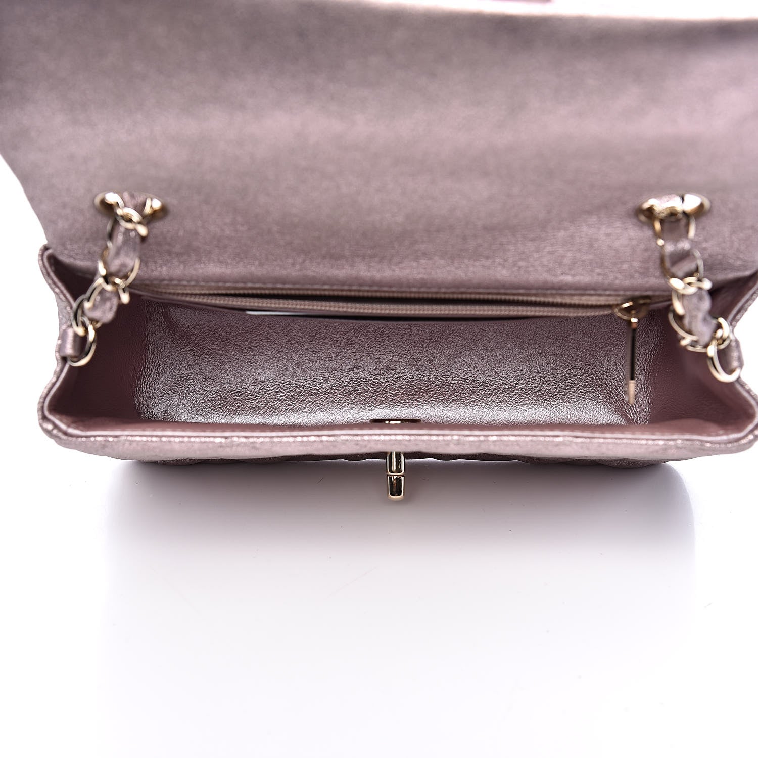 Chanel Metallic Goatskin Quilted Mini Rectangular Flap Pink 5 of 11