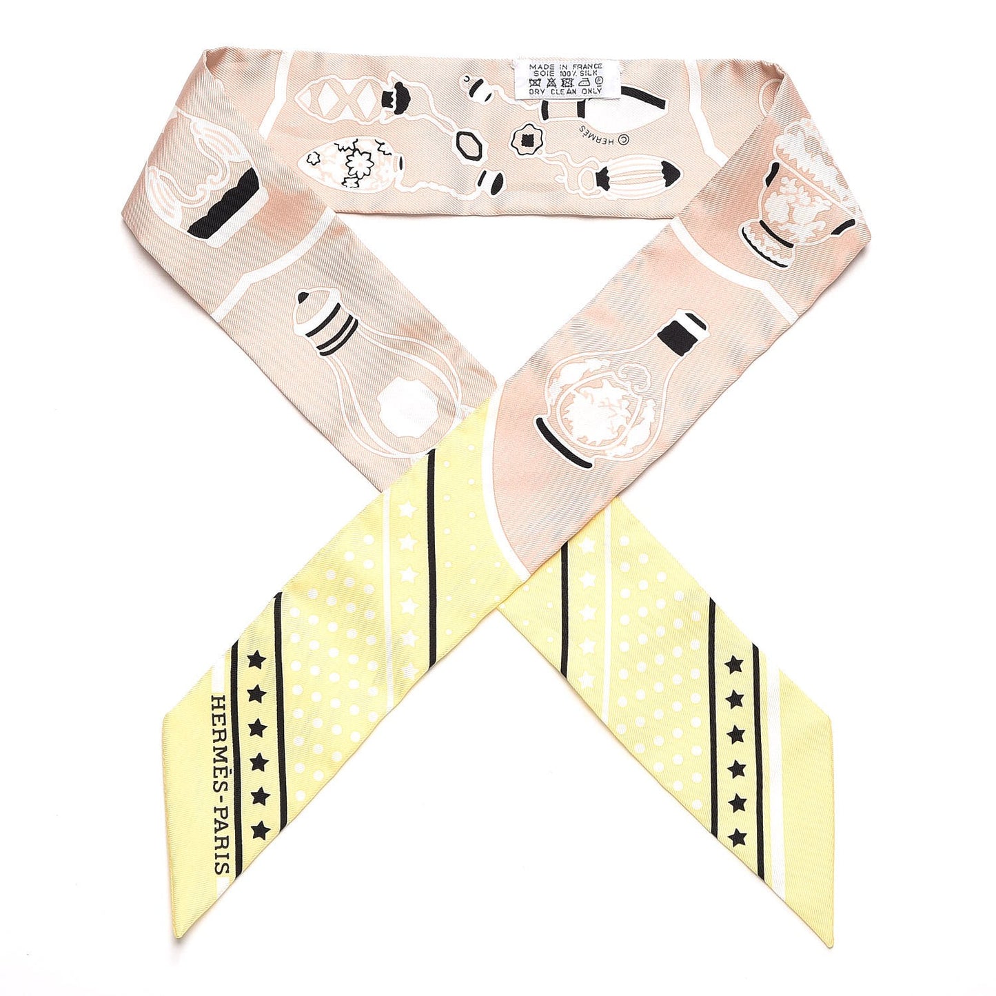 Silk Les Flacons Bandana Twilly Jaune Soufre Beige Rose Blanc