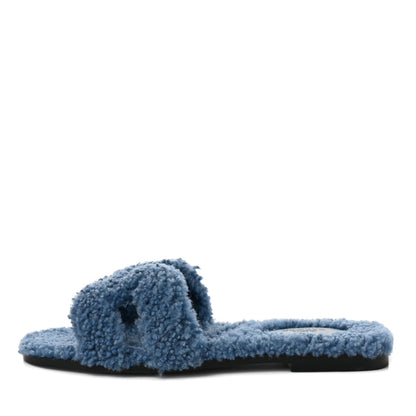 Hermes Woolskin Oran Sandals 39 Bleu 1 of 8