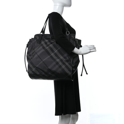 Burberry Nylon Check Small Buckleigh Packable Tote Charcoal 2 of 8
