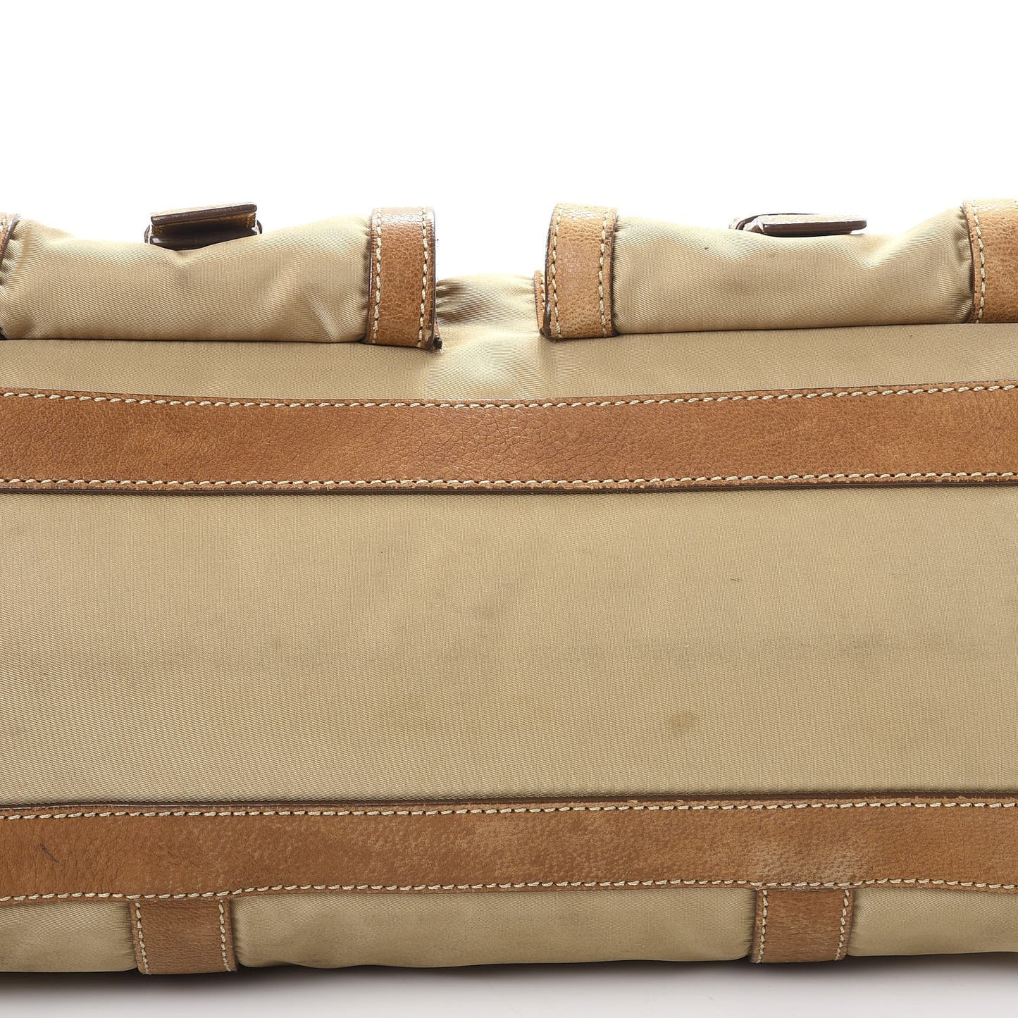 Tessuto Nylon Calfskin Pushlock Satchel Brown