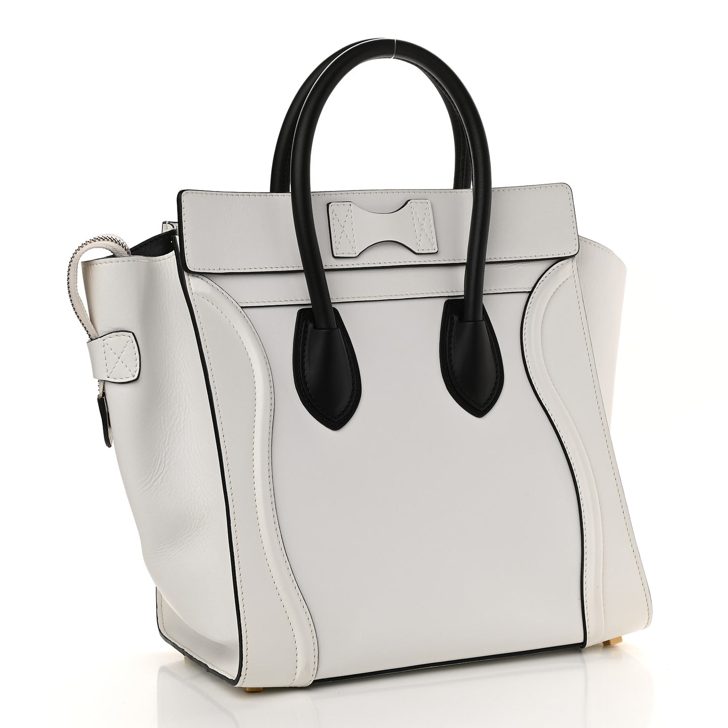 Satin Calfskin Mini Bi-Color Luggage White Black