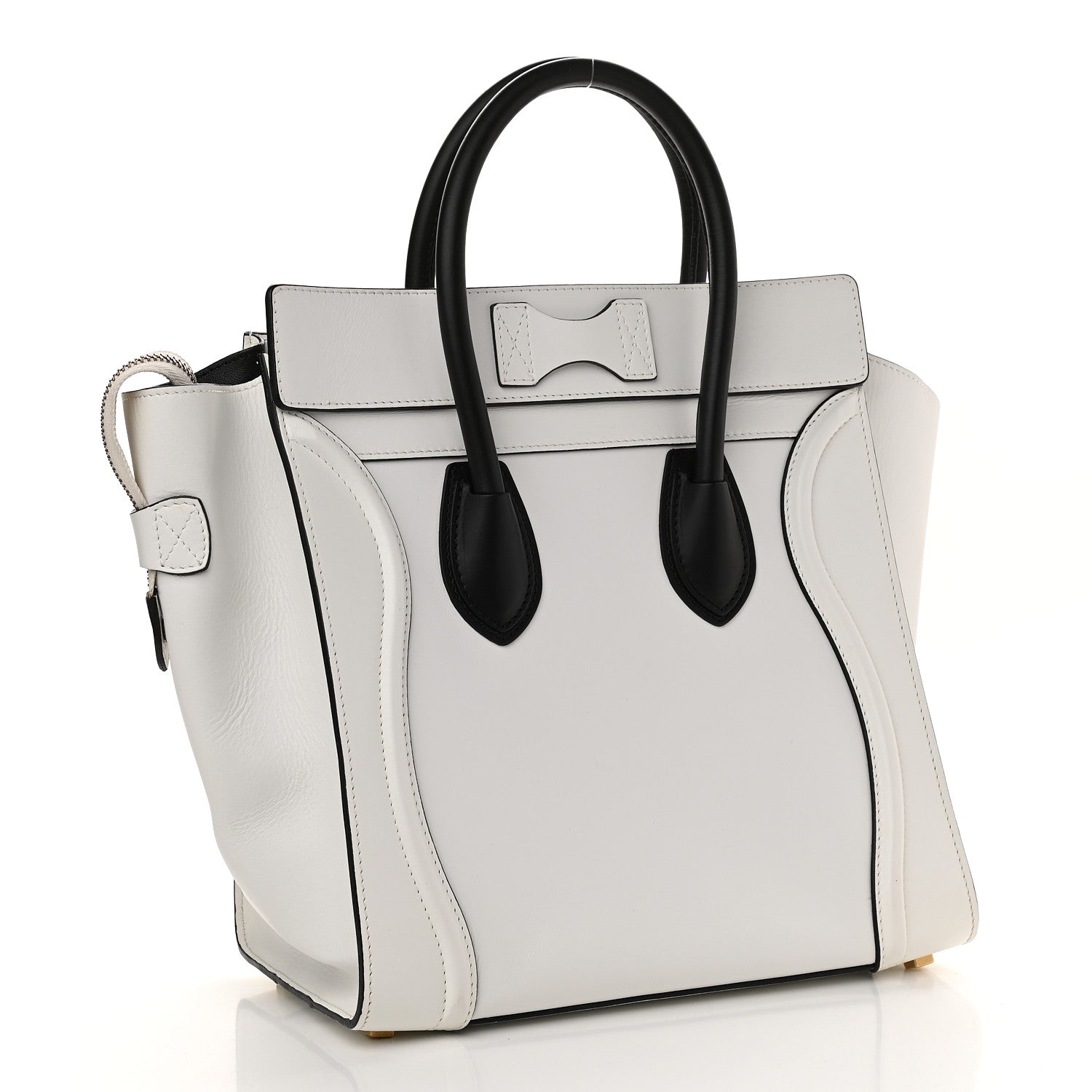 Celine Satin Calfskin Mini Bi-Color Luggage White Black 3 of 14