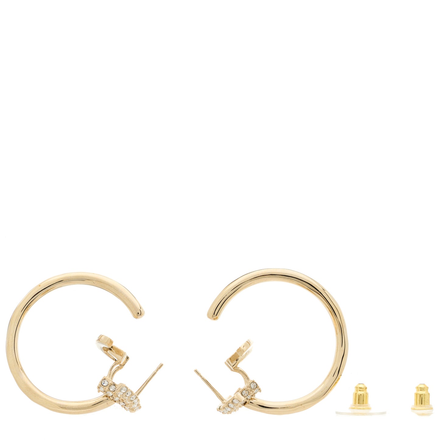 Crystal CC Hoop Drop Earrings Light Gold