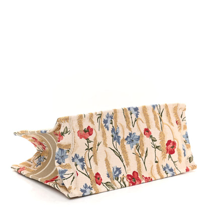 Christian Dior Canvas Embroidered Medium Hibiscus Book Tote Beige Multicolor 3 of 10