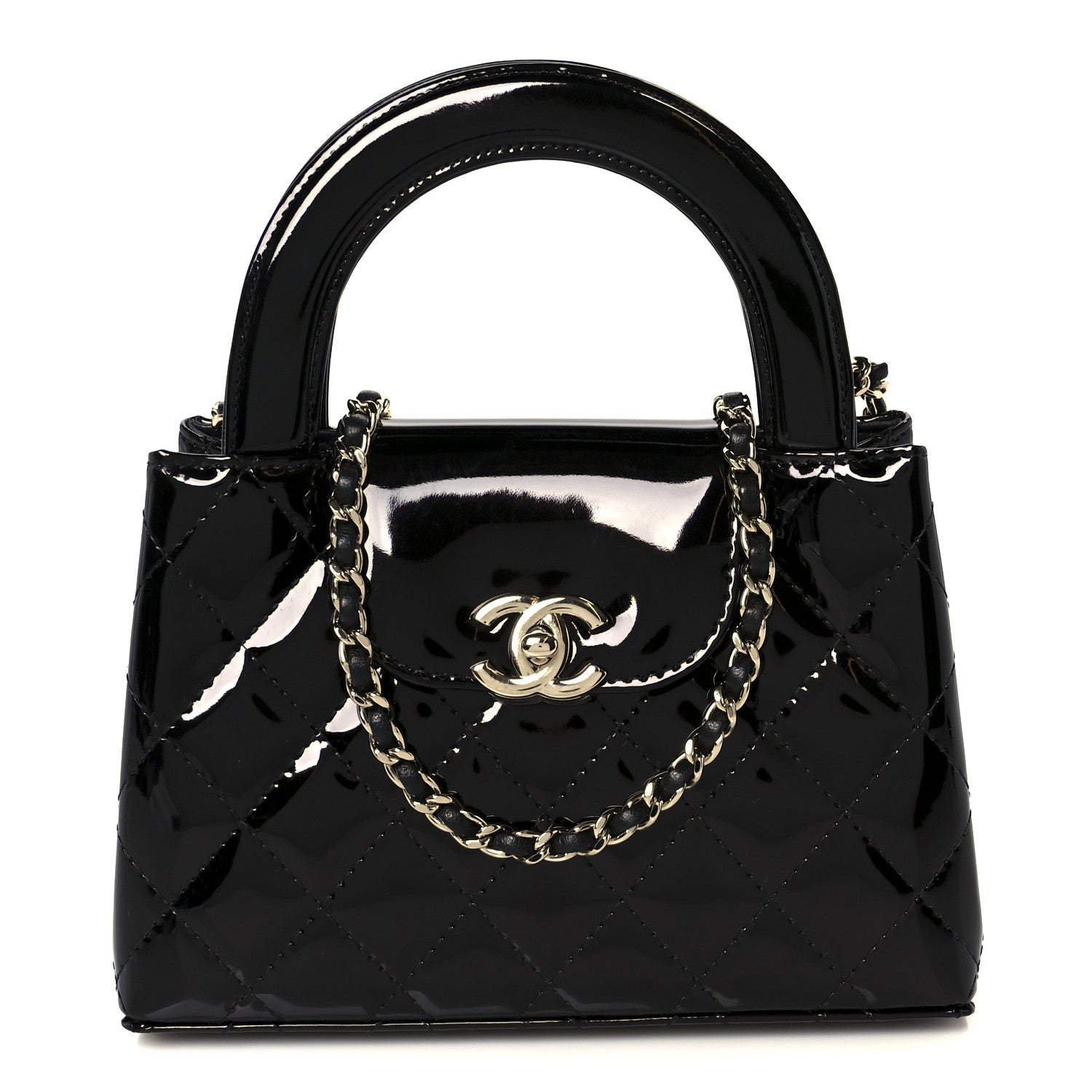 Chanel Mirror Calfskin Quilted Nano Kelly Shopper Black 1 of 11
