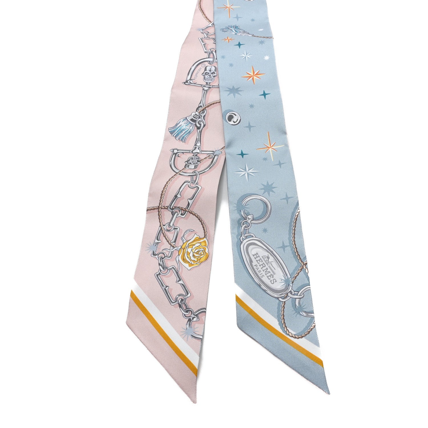 Hermes Silk C'est la Fete Twilly Bleu Glacier 2 of 3