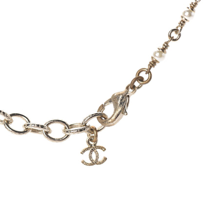 Chanel Metal Resin Pearl Star CC Necklace Gold 5 of 6