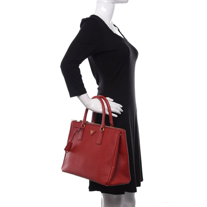 Prada Saffiano Medium Galleria Double Zip Tote Fuoco 3 of 13