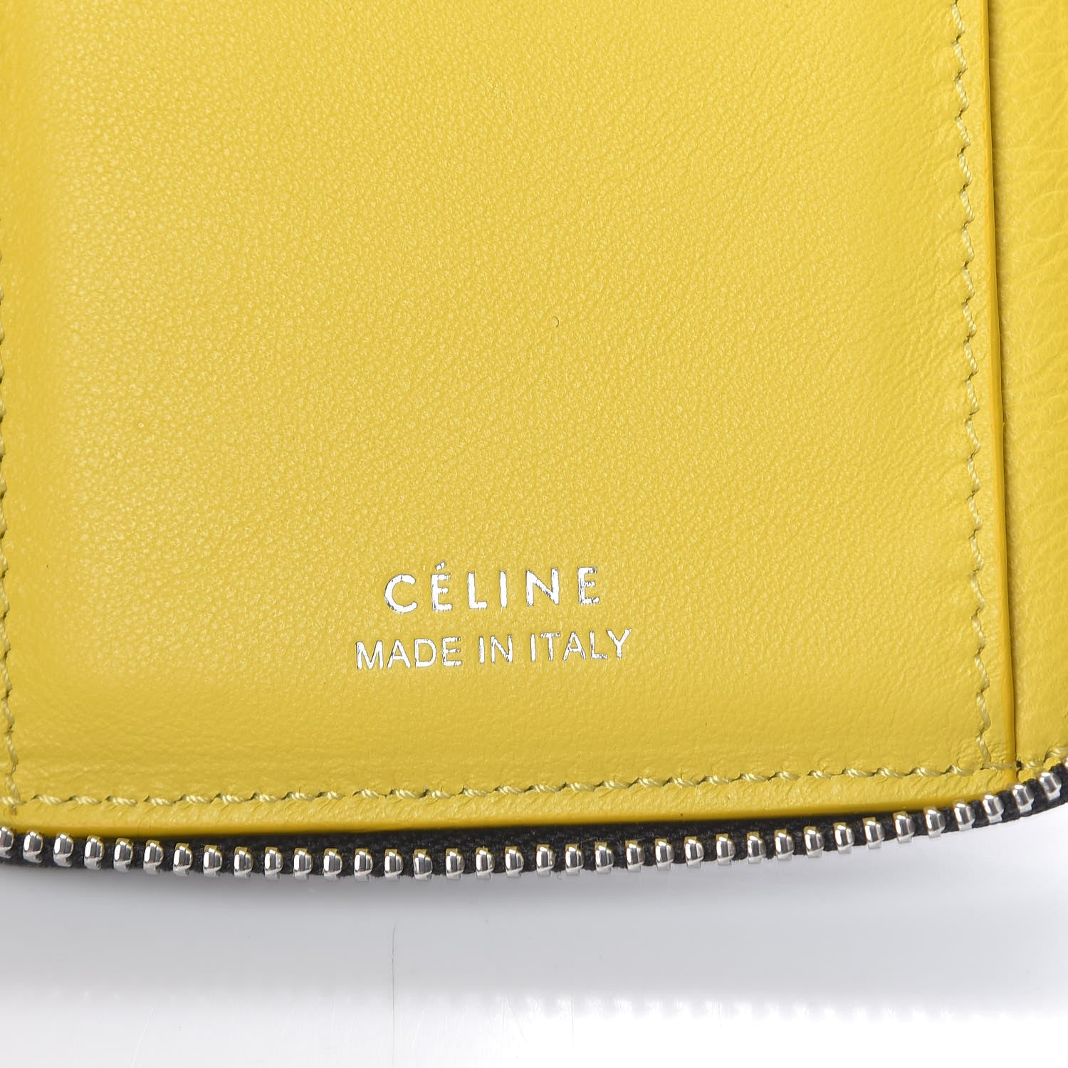 Celine Drummed Calfskin Zip Around Multifunction Wallet Black Citron 6 of 8