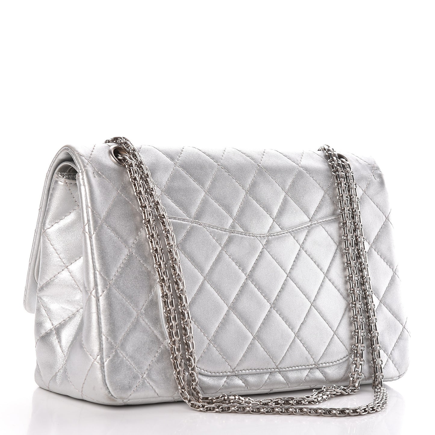 Metallic Lambskin Quilted 2.55 Reissue 227 Flap Silver
