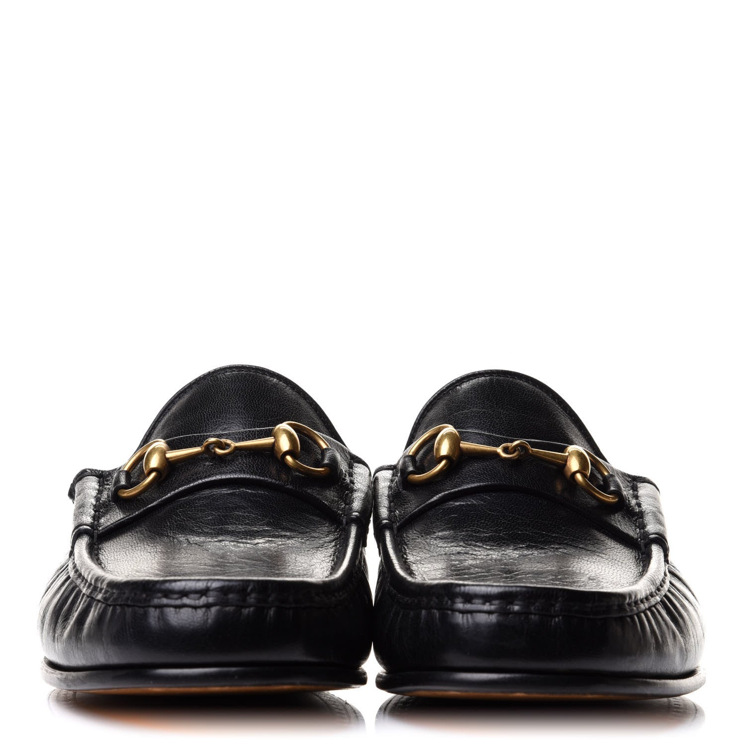 Gucci Goatskin Stripe Mens Horsebit Slingback Slippers 9 Black 2 of 11