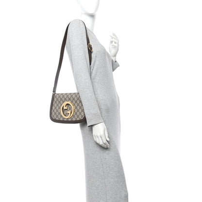 Gucci GG Supreme Monogram Textured Dollar Calfskin Blondie Chain Shoulder Flap Bag Beige Ebony New Acero 2 of 10