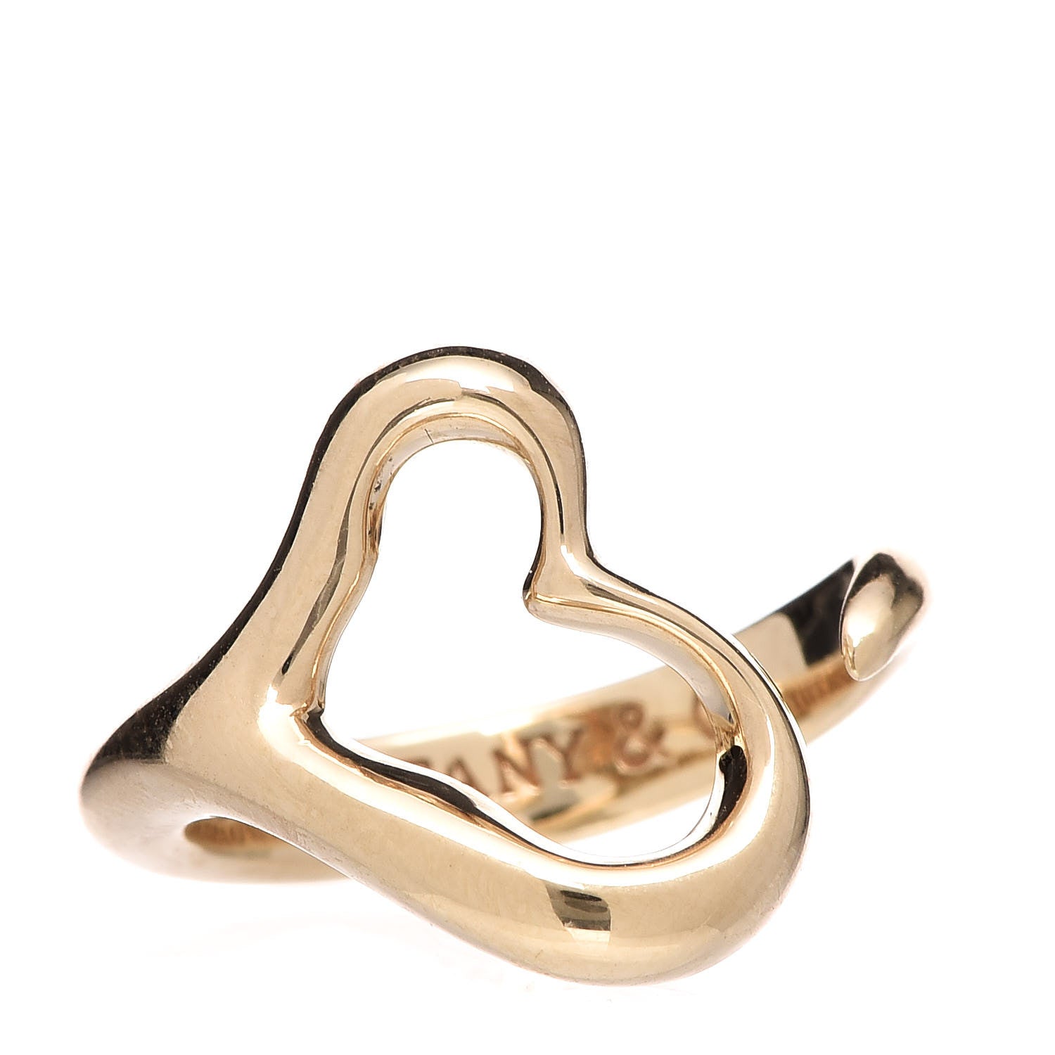 Tiffany 18K Yellow Gold Small Elsa Peretti Open Heart Ring 51 5.75 1 of 8