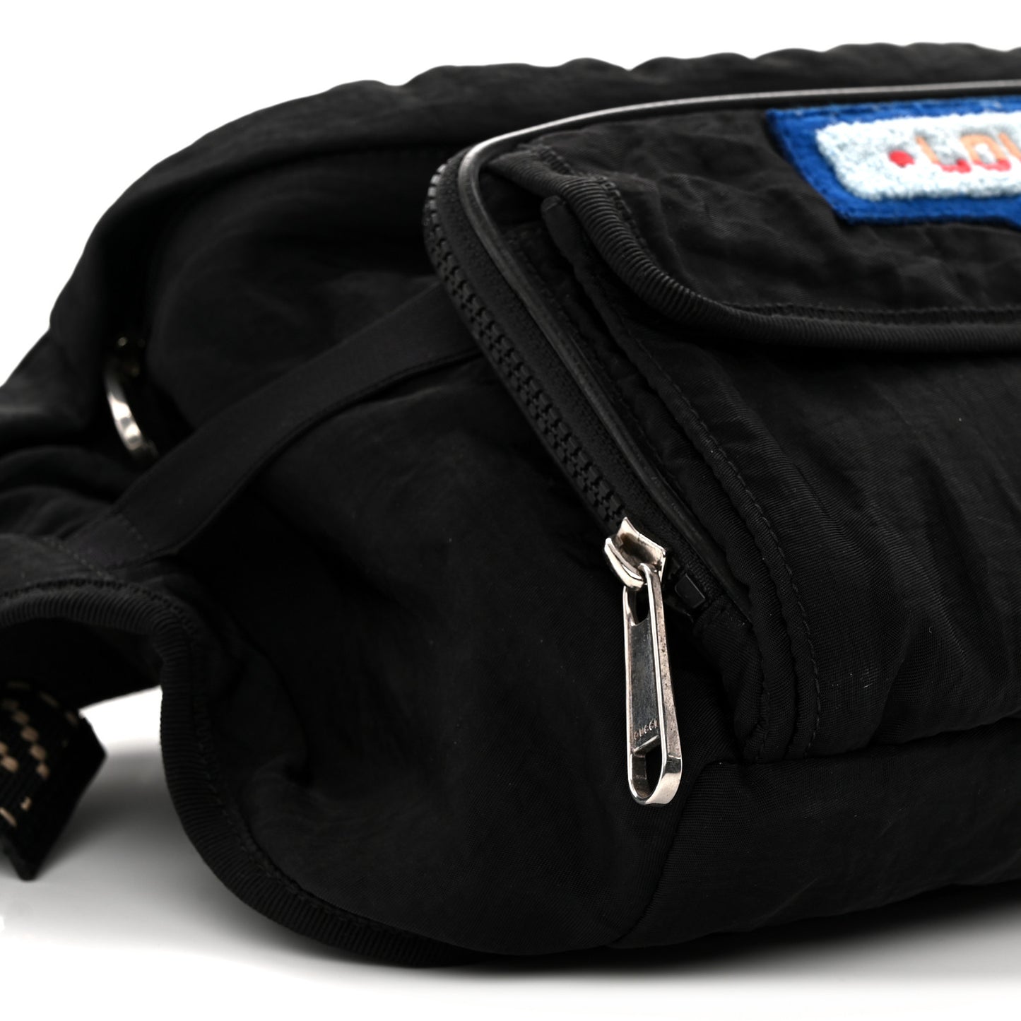 Nylon 80s Logo Patch Belt Bag Black