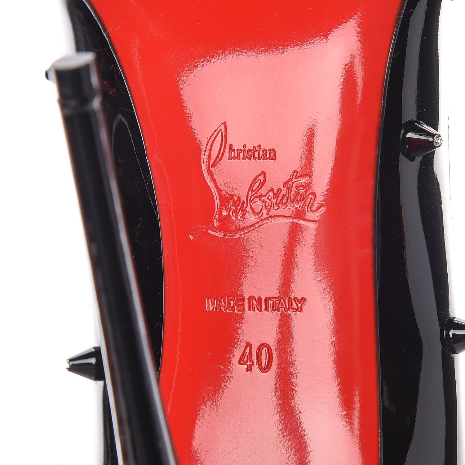 Christian Louboutin Patent Diamond Spikes 120 Pumps 40 Black Crystal 7 of 7