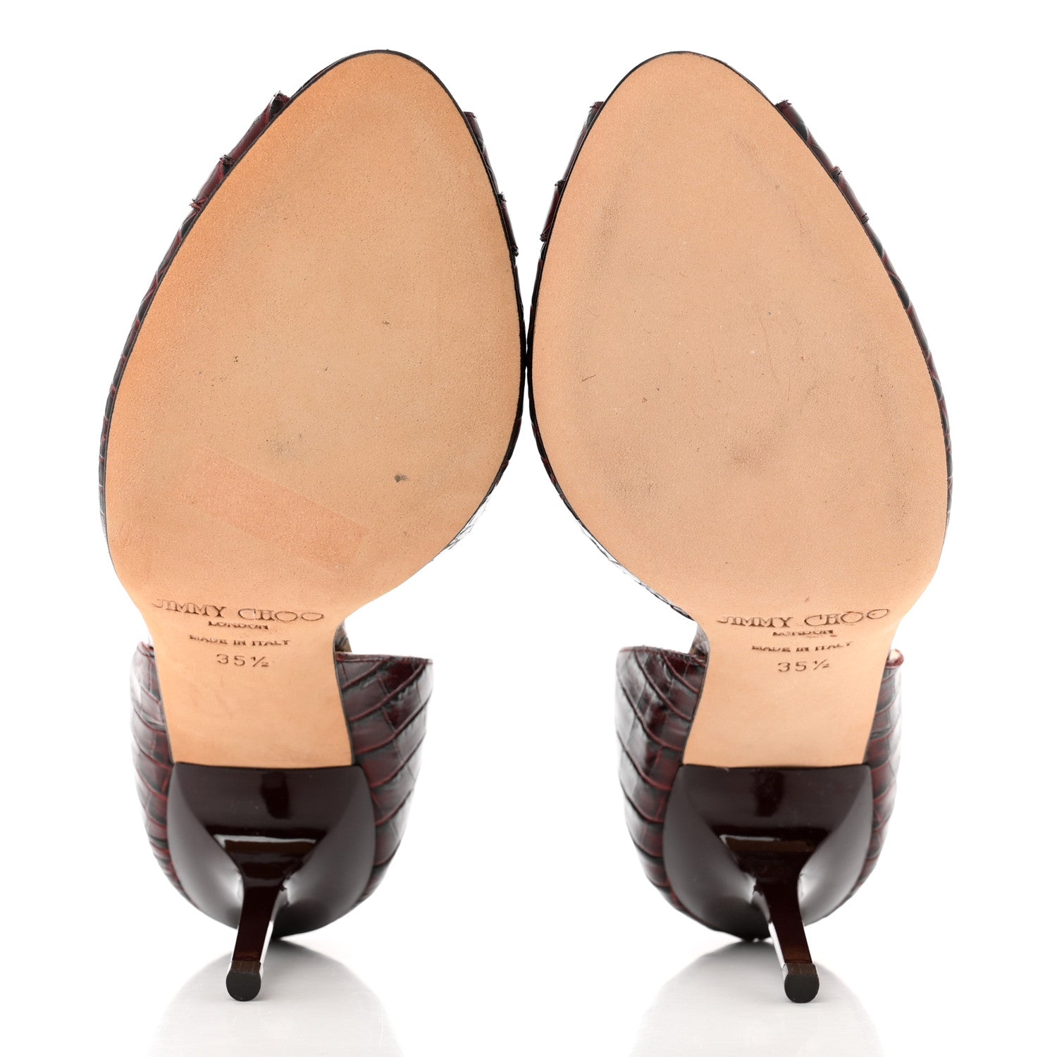 Jimmy Choo Calfskin Crocodile Embossed Pumps 35.5 Burgundy 5 of 7