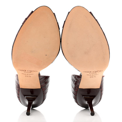 Jimmy Choo Calfskin Crocodile Embossed Pumps 35.5 Burgundy 5 of 7