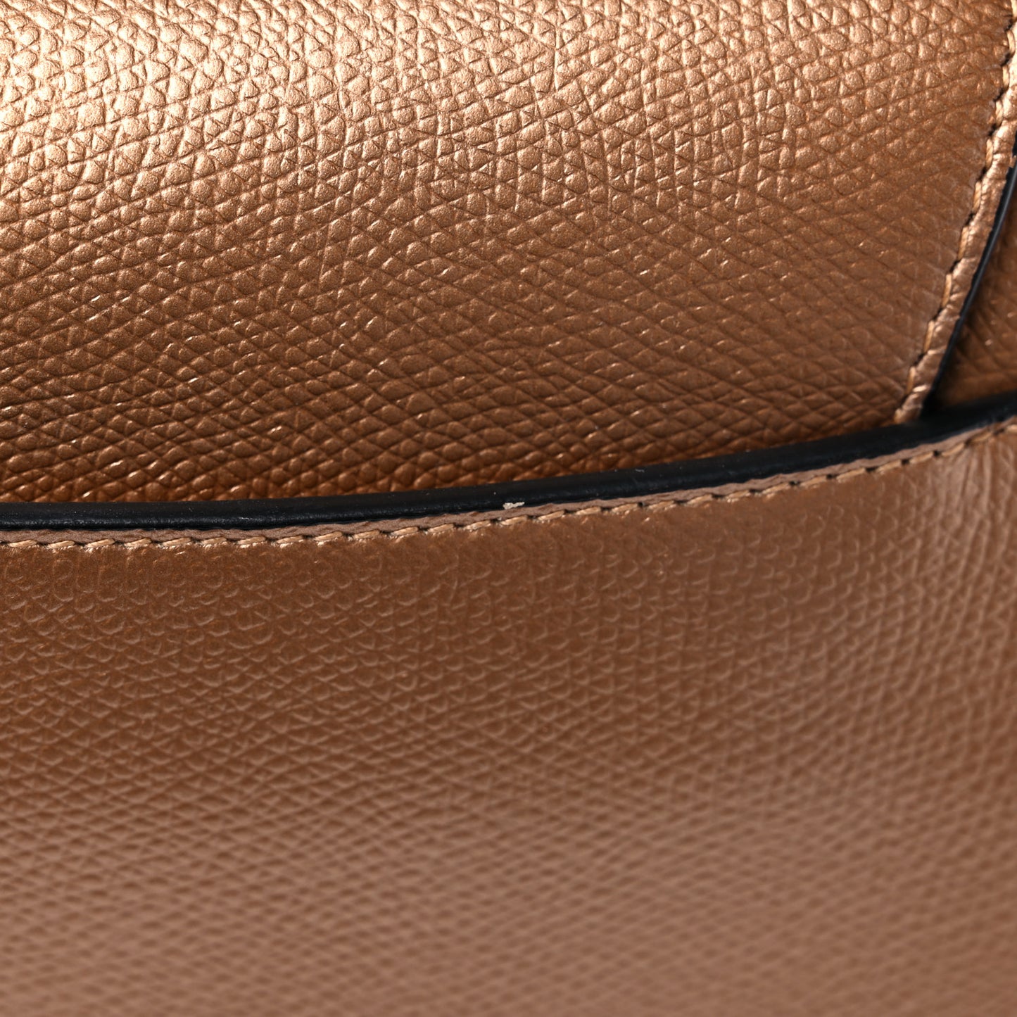 Metallic Grained Calfskin Mini Saddle Bag Gold