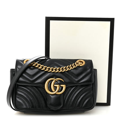 Gucci Calfskin Matelasse Small GG Marmont Shoulder Bag Black 11 of 11